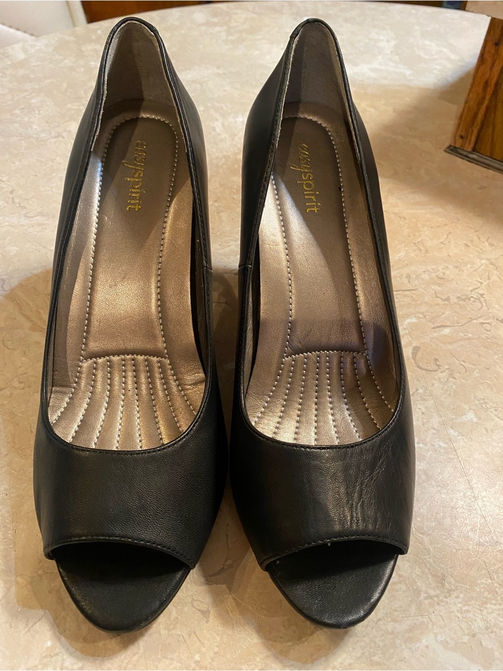 Easy Spirit Black Open-Toe Comfort Heels